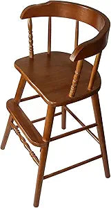 Sargent's Sons Amish Style Wooden Youth Chair, Solid Parawood, Dark Walnut Finish, with Footrest and Arms, 31.5 in. Height, Unassembled