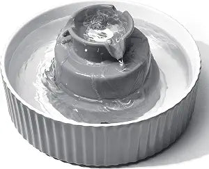 2.1L Ceramic Cat Water Fountain-for Cats and Dogs, 360 Ceramic Pet Fountain-70 Oz Large Water Capacity - Whisper-Quiet Water Flow-Great for Shy or Timid Pets - Fresh, Filtered WaterGrey