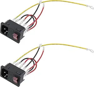 Antrader 2pcs AC250V 10A IEC320 C14 Inlet Panel Socket w Switch Fuse Holder