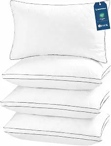 Bed pillows Reversible King Size Set of 4, Firm on One Side, Soft on the Other, Luxury Hotel Quality 3D Microfiber for Side, Back & Stomach Sleepers, Breathable Cover to Reduce Neck Pain 20*36