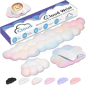 4 in 1 Ergonomic Leather Cloud Wrist Rest Keyboard and Mouse Pad & Coaster