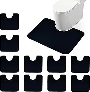 10Pack Disposable Toilet Mats U-Shaped 24x20, Non Slip Bathroom Rug Potty Training Toilet Rugs Floor Protector from Urine Quick Dry Urine Absorption for Bathroom, Black