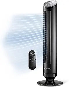 Lasko Ascend Tower Fan with Remote, 36" Floor Fans for Home Bedroom, 29 ft/s Airflow, 90┬░ Oscillation, Air Filter, Black, OST100