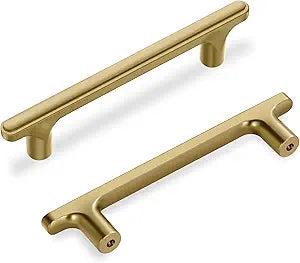 Lardmon 10 Pack Champagne Bronze Modern Cabinet Pulls 5.2 Inch(133mm) Total Length | 3.75 Inch(96mm) Hole Center Bar Pulls Kitchen Cabinet Handles Solid Drawer Pulls Heavy Duty Kitchen Hardware