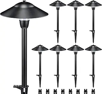 SUNVIE Low Voltage Pathway Lights Wired Path Light Outdoor 3W 12-24V 3000K Waterproof Aluminum LED Landscape Lights with Connector for Garden Walkway Yard - ETL Listed Cord, 8 Pack