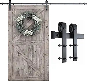 SMARTSTANDARD 8.2 FT Barn Door Hardware Kit -Sliding Barn Door Track - Smooth and Quiet - Easy to Install - Includes Step-by-Step Installation Instructions - Fits 48" Wide Door Panel (J Shape Hanger)