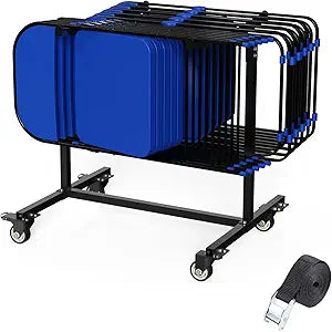 Folding Chair Cart, Small-sized Chair Storage Cart With 3In Swivel Caster Nice To Storage 14PCS Chairs Adjustable Design Chair Dolly For Different Folding Chair 200 LBS Weight Capacity Come With Strap