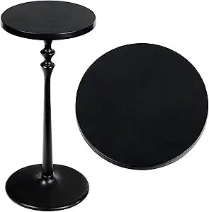 JONATHAN Y Lulu 19.5" Round Metal Drink Table, Modern Martini Accent Side Table with Pedestal Base for Small Spaces, Living Room, Matte Black END4000B