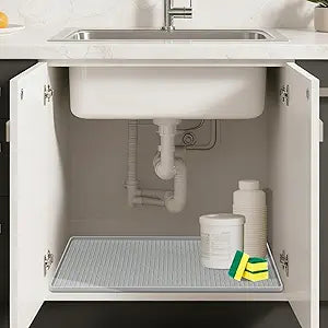 36" x 24" Under Sink Mat for Kitchen Lanstics Under Sink Organizer Waterproof Raised Edge Silicone Mat Sink Protector Silicone Organizers Tray for Kitchen Bathroom