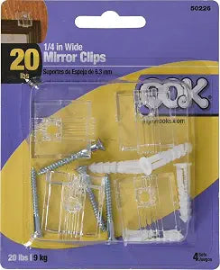 OOK 534016 1/4-Inch 20-Pound Adjustable Plastic Mirror Holders, 4-Pack