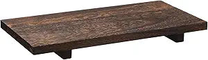 Nuogo Wood Riser Tray Soap Stand Soap Tray for Kitchen Sink, Wood Pedestal for Kitchen Counter Sink Stand Decorative Rustic Bathroom Dishes Plant Bottles Candles Display (16 x 8 Inch,Brown)