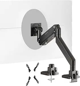 Hexcal Heavy Duty Monitor Arm for 57" Ultrawide Screens, Support up to 59.4 lbs, Full Motion Desk Mount with Quick Release VESA (75/100/200mm), C-Clamp & Grommet Base, Space-Saving Design