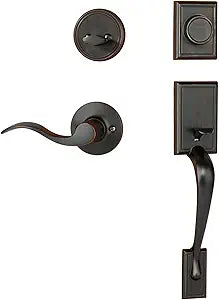 Dynasty Hardware RID-HER-405-12PR Ridgecrest Front Door Dummy Handleset, Aged Oil Rubbed Bronze, with Heritage Lever, Right Hand