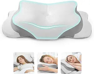 Cervical Neck Pillow for Pain Relief - Memory Foam Cooling Pillow for Side Sleepers, Adjustable Orthopedic Pillow with Removable Breathable Cover, Neck Support Pillow for Adults