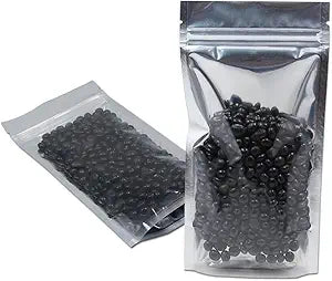 FERENLI 100 Pieces Stand Up Clear Front Zipper Lock Resealable Aluminum Mylar Foil Plastic Packaging Bag for Zip Heat Seal Package Lock with Tear Notch Long Term Food Storage 7.1x10.2 inch