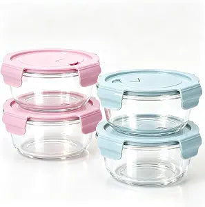 4 Pack 12oz Glass Meal Prep Containers, Glass Food Storage Containers with Airtight Lids, Leak Proof, Easy to Clean, Microwave, Dishwasher, Oven, and Freezer Safe