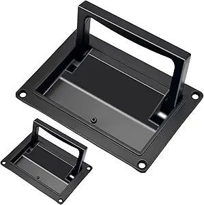 evan Recessed Door Pull Handles, Large Zinc Alloy Folding Pull Handle, Black Flush Lift Ring Pull Handles for Furniture, Cabinet, Dresser, Drawer, Cupboard, Toolbox,5.1" * 3.6",2 Pack