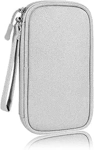 Electronics Organizer Bag Pouch Cable Charger Case Travel Shockproof Cord Carrying Case for Earphone Powerbank USB Hard Drive SD Card (Grey)