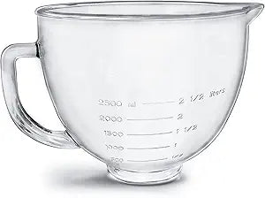 Tilt-Head Stand Mixer Glass Bowl, 5 QT,Compatible with Kitchenaid Artisan 5KSM125, 5KSM150, 5KSM175, 5KSM7580, KSM150, RRK150,K45, K45SS, KSM75, KSM90, KSM95,Classic without Lid