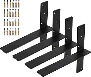 4-Pack Countertop Support Brackets 12"x11"x2", Heavy Duty Steel Metal Floating Hidden Shelf Bracket for Shelves, Quartz/Granite/Wood/Concrete/Laminate Countertops
