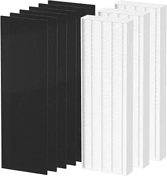 HEPA Filter Replacement Compatible with Fellowes AeraMax 100 90 DX5 DB5 Air Cleaner Purifier, Compared to Part 40101701 9287001 9324001, 3 x True HEPA Filter + 6 x Carbon Pre Filter