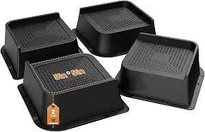 MYMULIKE Bed Risers 2 inch Oversized Furniture Risers, Support Up to 6000 Lbs, Lift 2 inch for Couch, Sofa, Table,Chair (Black 4 Pack, 2 inch)