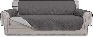 Easy-Going Reversible Oversized Couch Cover for 3 Cushion Couch Sofa Cover for Dogs Water Resistant Furniture Cover (Oversized Sofa, Gray/Light Gray)