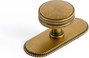 Goo-Ki Antique Brass Cabinet Knobs with Backplate Zinc Alloy Kitchen Hardware - 6 Pack Vintage Brass Drawer Knobs Single Hole/Screw Bar Cabinet Pull Handles with Spacer