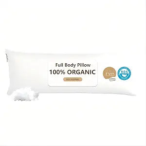 Goose Down Body Pillows for Adults, Large Body Pillow for Side Sleeper, Hugging Feather Body Pillow Insert, Cooling 20x54 Full Length Long Pillow for Bed with 100% Organic Cotton Shell, White 20"x54"