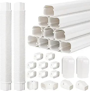 Mini Split Line Set Covers, 3Γ 20 Ft PVC Line Set Cover Kits for Outside Ductless Mini Air Conditioners and Heat Pumps with Flexible Duct
