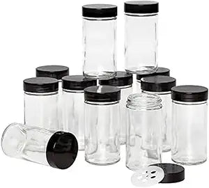 Kamenstein 5244227 Empty Jars With Black Cap, Set Of 12, 3-Ounce