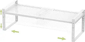 Jojocross Expandable Stackable Aadjustable Shoe Rack Pantry Shelf for Kitchen Cabinets Counter Shelves Countertop Cupboard Storage Solution,Sturdy Heavy-Duty Metal Construction(1Pack/White/Large)
