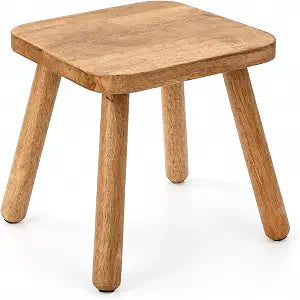 Youeon 12 Inch Square Solid Wooden Step Stool, Non-Slip One Step Stool for Adults, Holds up to 300 Lbs, Portable & Sturdy, Footstool for Bedroom, Bathroom, Kitchen, Easy to Assemble