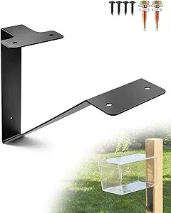 Heavy Duty Mailbox Support Bracket Hardware for Metal Pillar Installation, 13.5 x 13.5 Inch Stainless Steel Floating Shelf Style Support, Outdoor Rust-Resistant Mailbox Mount with Bolts, Black