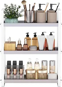 HNRLOY Bathroom Counter Organizer,Bathroom Countertop Organizer,Counter Shelf,Countertop Storage,Organization and Storage,Makeup Shelf,Sink Caddy(Grey 3 Tier)