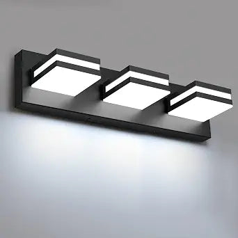 IZORRO LED Modern Bathroom Lights Fixtures(3-Light,Dimmable,360Rotate),Matte Black Acrylic Wall Lighting,Vanity Lights for Bathroom Over Mirror - 6000k 16In No Assembly Required