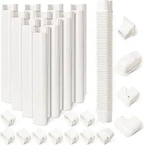HOXHA 3" W 16.1Ft L Line Set Cover Kit for Mini Split Air Conditioners Decorative PVC Slim Line Cover for Central AC & Heat Pumps Systems Tubing Cover