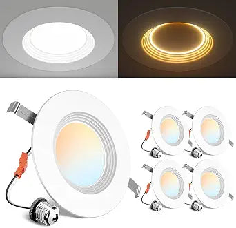 Ensenior 4 Pack 5/6 Inch 5CCT LED Recessed Lighting with Night Light