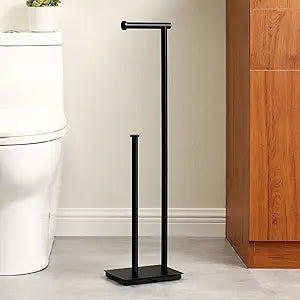 KES Freestanding Toilet Paper Holder with Reserve for Bathroom with Weighted Base, Modern Tissue Roll Holder Stand 29" H, SUS304 Stainless Steel Rustproof Matte Black, BPH286S1B-BK