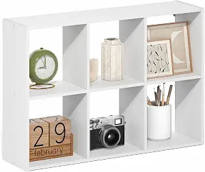 Furinno Rossi 6-Cube Floating Shelves for Wall, Wall Mount Organizer, Desktop Organizer, Bookshelf, for Home Office, Study Room, White