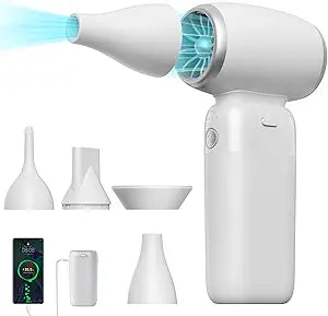 Handheld Turbo Fan 110000RPM High Speed, 4000mAh Rechargeable Portable Mini Fan, 4 Nozzles Air Duster & Inflator for Outdoor Camping Travel Outdoor