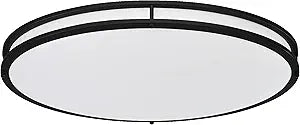 Designers Fountain Flush Mount Ceiling Light, 24 Inch Oval LED Lighting Fixture for Kitchen, Bedroom, Bathroom, and Hallway, Dimmable, 2800 Lumens, 3000K/4000K/5000K, Matte Black, EV1424C3C-43