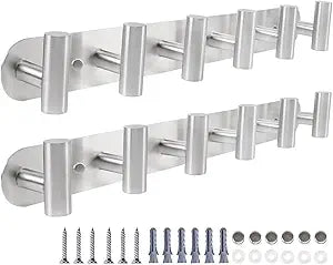 Coat Hook Rack, Wall Mounted Coat Rack with 12 Hooks, Heavy Duty Towel Hook Rack Wall Hooks for Hanging Coat, Stainless Steel Coat Hanger for Bathroom Entryway Mudroom(Brushed Nickel)
