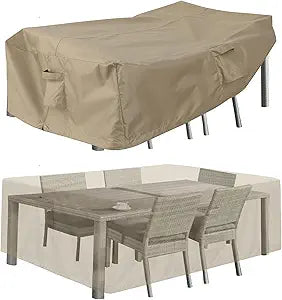 PureFit Patio Furniture Covers, Outdoor Table Furniture Cover Waterproof Rectangle, Patio Sectional Couch Set Cover for Deck, Lawn and Backyard, UV Resistant, 110" L x 84" W x 28" H, Camel