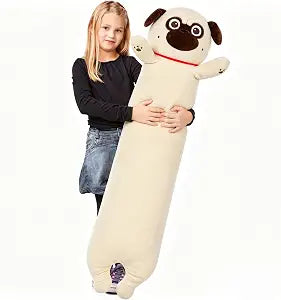 MaoGoLan Super Soft Stuffed Dog for Girls Kids Pug Plush Pillow 43 inch Long Puppy Stuffed Animal Body Pillow, Bulldog Stuffed Animal Pug Lovers Gifts Christmas Valentine's Day Halloween