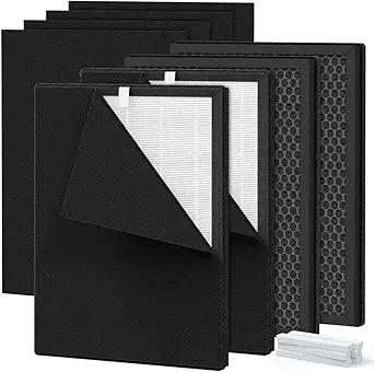 4 Packs K3 Replacement Filter Compatible with LUNINO K3 and Vewior KJ300 Air Purifier for Home Large Room up to 3000sq.ft with 4 True HEPA, 8 Activated Carbon Filters and 6 Aroma Pads