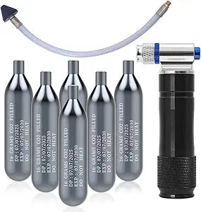 Upgraded Drain Device, AC Drain Line Cleaner Device, AC Drains Line Unclogger Tool, with 6 Unthreaded CO2 Cartridges, with a Flexible Hose to Clear All HVAC Clogs,20 Gram Unthreaded CO2,Black