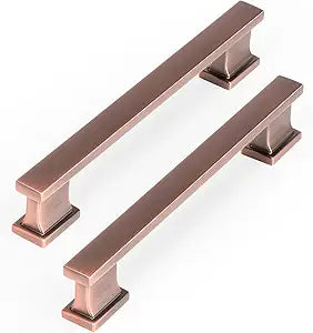 5 Inch (128mm) Brushed Antique Copper Cabinet Pulls Handles Solid Zinc Antique Copper Drawer Pulls Copper Kitchen Cabinet Hardware Handles Dresser Drawer Knobs Pulls 10 Pack