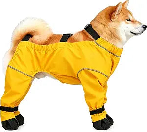 Dog Suspender Boots, Anti-Slip & Waterproof Dog Shoes with Full Leg Coverage, Adjustable Dog Boots for Small Medium Dogs, the Dog Rain Boots for Outdoor Rainy & Muddy Yellow XL