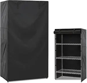 Heavy Duty Storage Shelf Cover, Waterproof Standing Shelf Units Cover for Outdoor Indoor,UV Resistant Anti-Fading 420D Plaid PU Coating with Zipper 36"*14" *54" Black